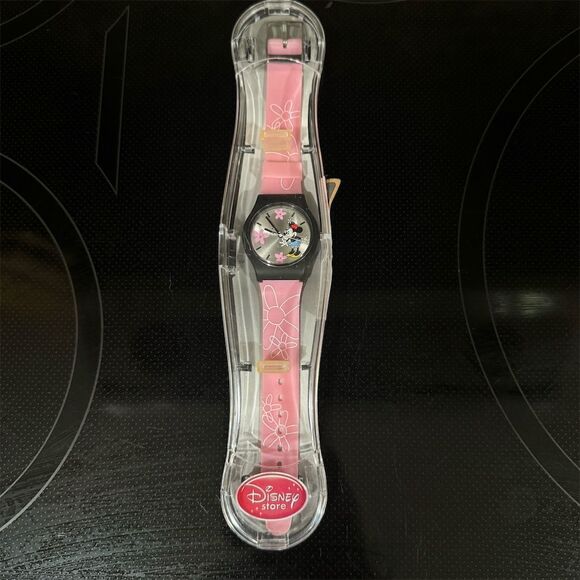 Disney Store Girls Minnie Mouse Pink Floral Quartz Analog Watch - Picture 1 of 5